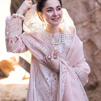 QALAMKAR - 3PC LAWN EMBROIDERED SHIRT WITH ORGANZA EMBROIDERED DUPATTA AND TROUSER - HZG2180