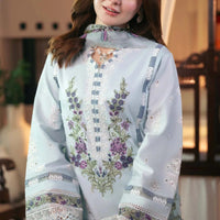 Lawn-3PC Embroidered Shirt with Digital Printed Jacquard Dupatta-1390