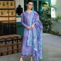 Lawn-3PC Embroidered Shirt with Digital Printed Jacquard Dupatta - 1329