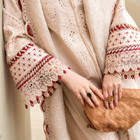 QALAMKAR - 3PC LAWN EMBROIDERED SHIRT WITH MANAAR EMBROIDERED DUPATTA AND TROUSER - BNU 102