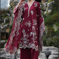 IMAGE-3PC LAWN EMBROIDERED SHIRT WITH MONARK EMBROIDERED DUAPATTA AND TROUSER-ADR-3715