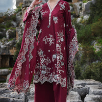 IMAGE-3PC LAWN EMBROIDERED SHIRT WITH MONARK EMBROIDERED DUAPATTA AND TROUSER-ADR-3715
