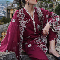 IMAGE-3PC LAWN EMBROIDERED SHIRT WITH MONARK EMBROIDERED DUAPATTA AND TROUSER-ADR-3715