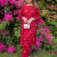 Red Rose Dhanak 2PC Embroidered With Trouser Embroidered-263
