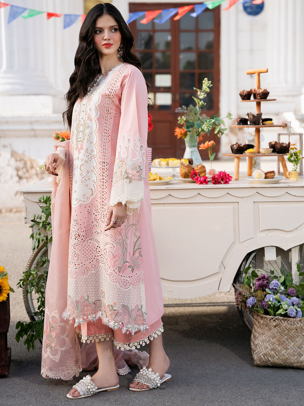 BIN ILYAS PINK 3 PIECE EMBROIDERED LAWN -BNU 101