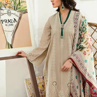 MARIA.B Lawn 3PC Chickenkari Embroidered Shirt With Digital Print Shawl-1044