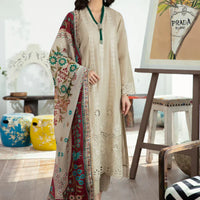 MARIA.B Lawn 3PC Chickenkari Embroidered Shirt With Digital Print Shawl-1044