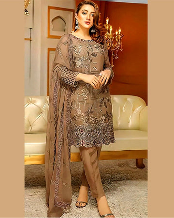 LAVISH Lawn-3PC Embroidered with Chiffon Embroidered Dupatta-1033