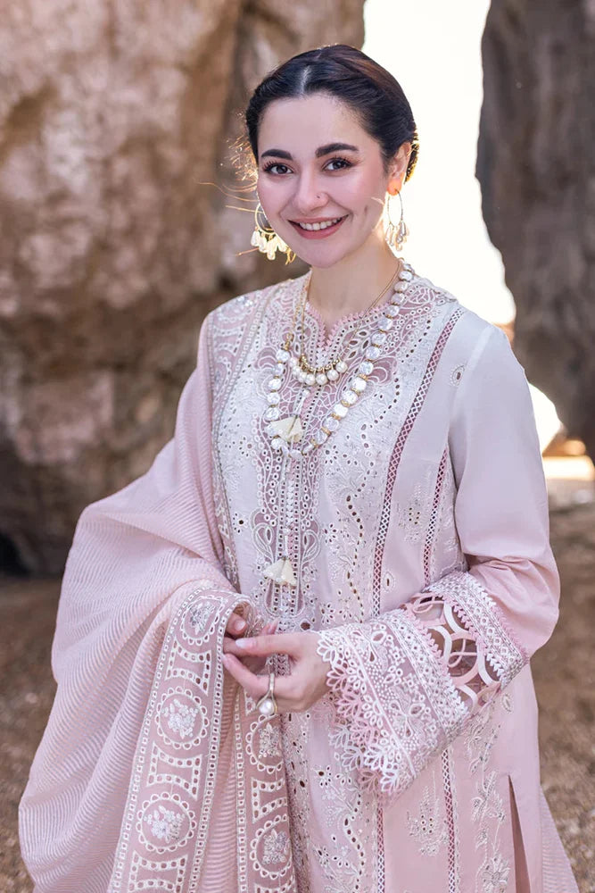 QALAMKAR - 3PC LAWN EMBROIDERED SHIRT WITH ORGANZA EMBROIDERED DUPATTA AND TROUSER - HZG2180