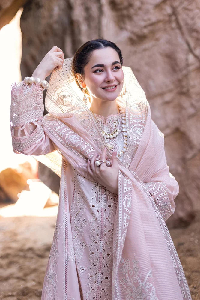 QALAMKAR - 3PC LAWN EMBROIDERED SHIRT WITH ORGANZA EMBROIDERED DUPATTA AND TROUSER - HZG2180