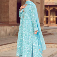 Bareeze Linen 3PC Embroidered With Chiffon Embroidered Dupatta-674