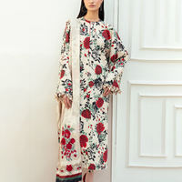 3PC-Printed Lawn Zarri Shirt With Voile Printed Dupatta-1517