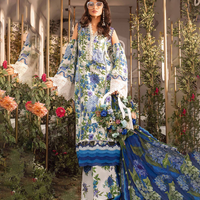 3PC-Printed Lawn Zarri Shirt With Voile Printed Dupatta-1528