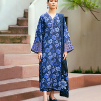 3PC-Printed Lawn Zarri Shirt With Voile Printed Dupatta-1521