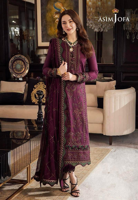 ASIM JOFA 3PC Lawn Embroidered With Chiffon Embroidered Dupatta-1135