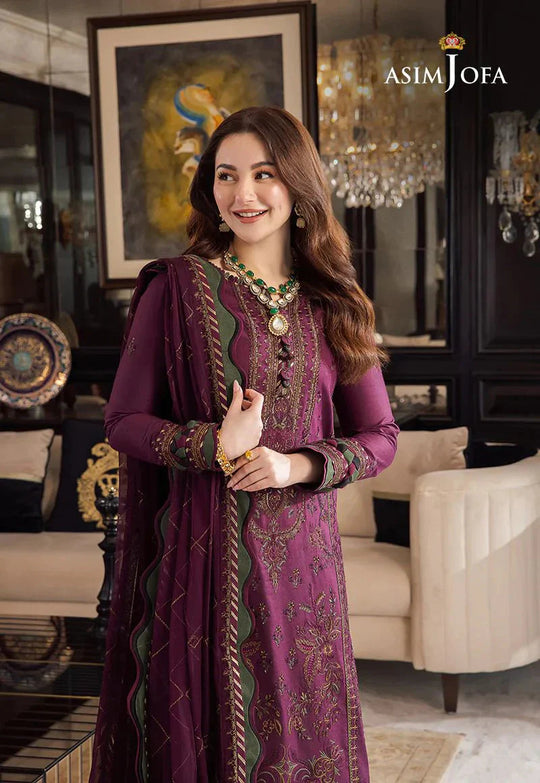 ASIM JOFA 3PC Lawn Embroidered With Chiffon Embroidered Dupatta-1135