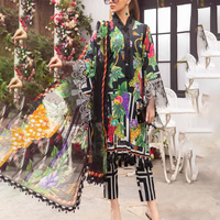 3PC-Printed Lawn Zarri Shirt With Voile Printed Dupatta-1523