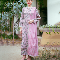 3PC-Printed Lawn Zarri Shirt With Voile Printed Dupatta-1522