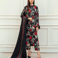 3PC-Printed Lawn Zarri Shirt With Voile Printed Dupatta-1526