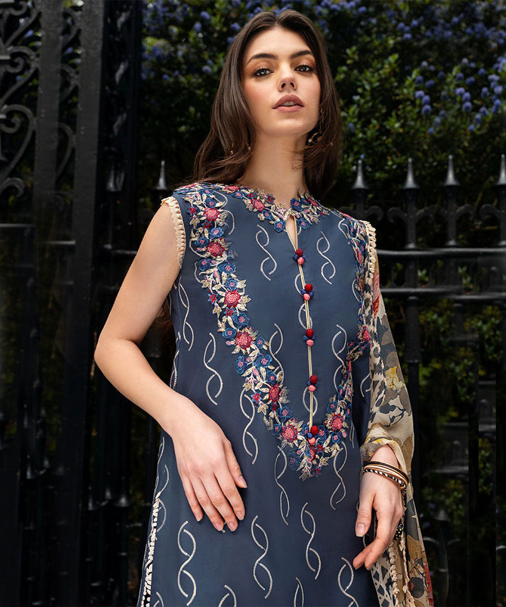 MUSHQ LAWN 3PC EMBROIDERED WITH PRINTED DUPATTA-1144