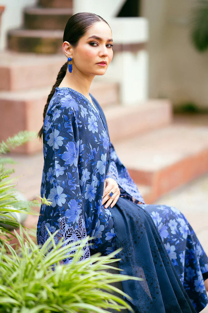 3PC-Printed Lawn Zarri Shirt With Voile Printed Dupatta-1521