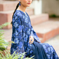 3PC-Printed Lawn Zarri Shirt With Voile Printed Dupatta-1521