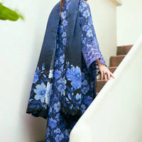 3PC-Printed Lawn Zarri Shirt With Voile Printed Dupatta-1521