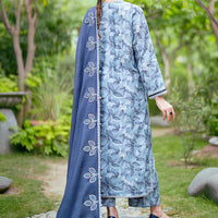 3PC-Printed Lawn Zarri Shirt With Voile Printed Dupatta-1527