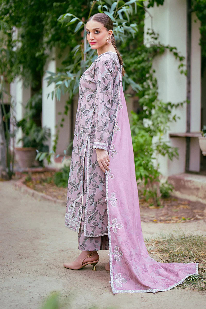 3PC-Printed Lawn Zarri Shirt With Voile Printed Dupatta-1522