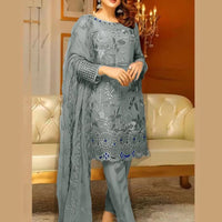 Lawn 3PC Embroidered Shirt with Chiffon Embroidered Dupatta-1037