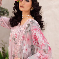 3PC-Printed Lawn Zarri Shirt With Voile Printed Dupatta-1525