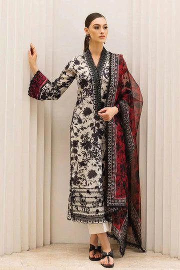 BAROQUE - 3PC Lawn Printed Shirt With Voile Printed Dupatta-1515