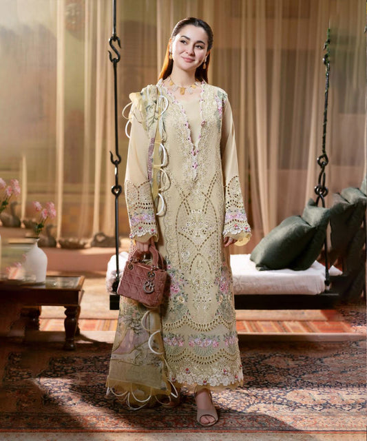 Dhanak-3PC Embroidered Shirt with Digital Printed Wool Shawl-3333