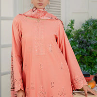 ZARA SHAHJAHAN 3PC Dhanak Embroidered Shirt With Digital Printed Shawl-2003