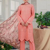 ZARA SHAHJAHAN 3PC Dhanak Embroidered Shirt With Digital Printed Shawl-2003