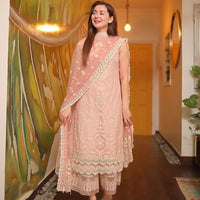 FAIZA SAQLAIN Lawn 3PC Embroidered With Organza Embroidered Dupatta-1049