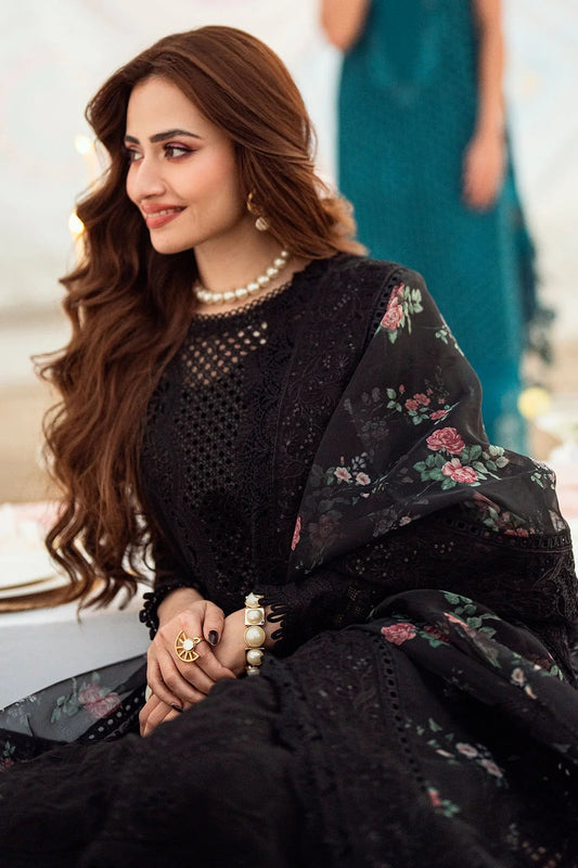 NUREH - 3PC LAWN EMBROIDERED SHIRT WITH COTTON NET PRINTED EMBROIDERED DUPATTA AND TROUSER - BNU2123