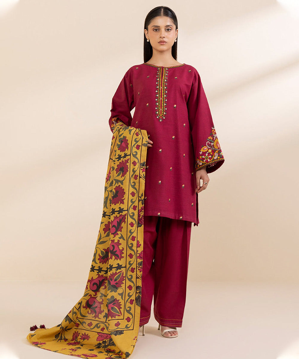 Lawn 3PC Embroidered Shirt with Digital Printed Dupatta-1237