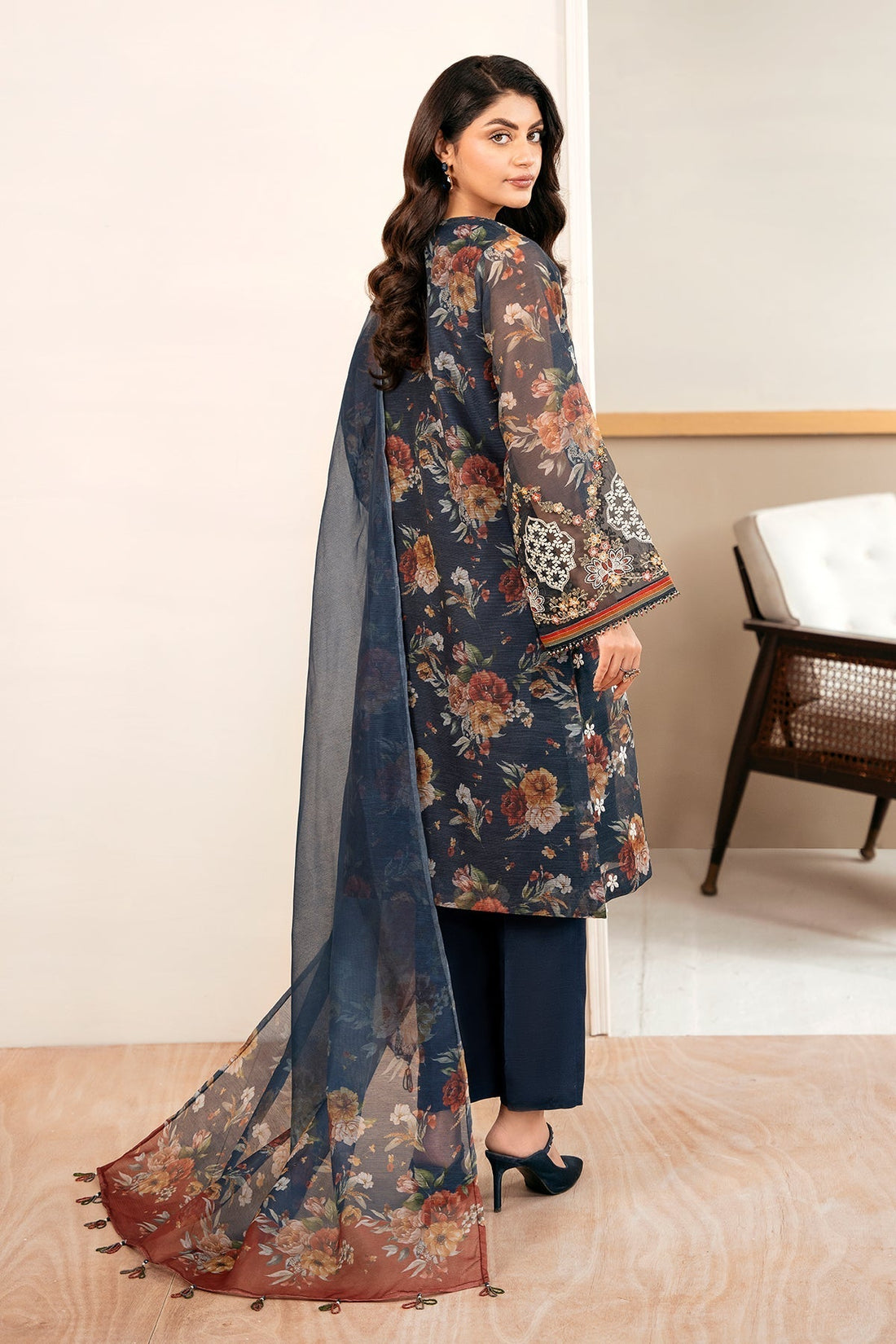 3PC Lawn Printed Shirt With Digital Printed Dupatta-1611