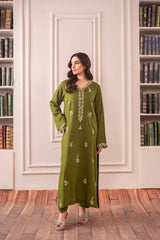 Lawn-3PC Embroidered Shirt with Chiffon Plain Dyed Dupatta-1198