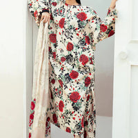 3PC-Printed Lawn Zarri Shirt With Voile Printed Dupatta-1517