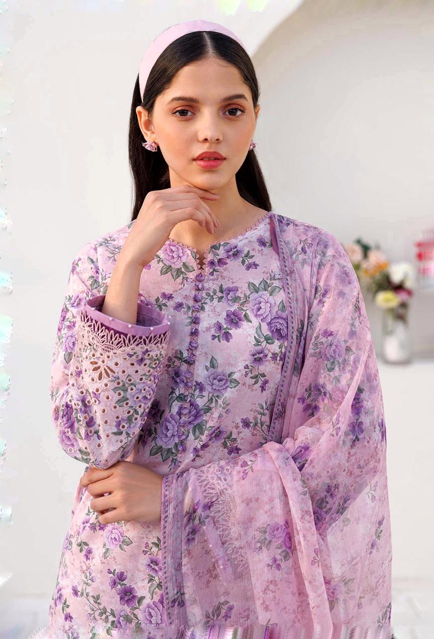 3PC Lawn Printed Shirt With Digital Printed Dupatta-1614