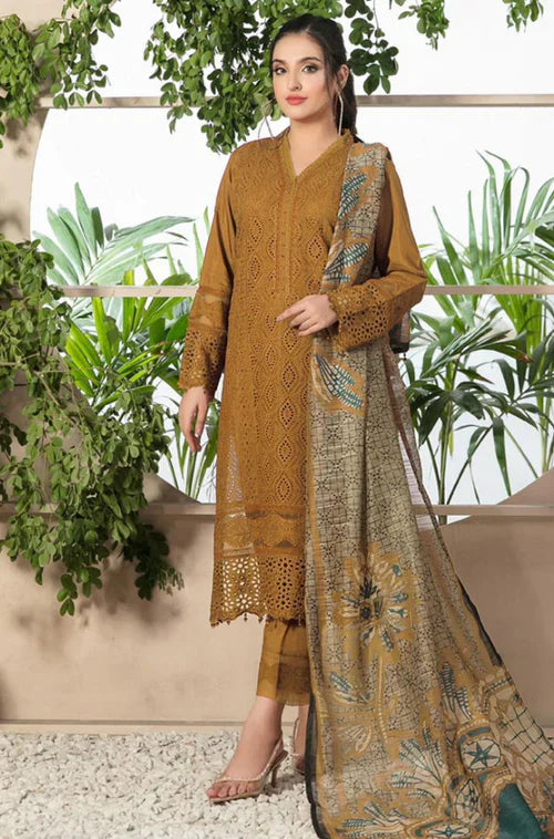 CHARIZMA LAWN-3PC EMBROIDERED SHIRT WITH PRINTED DUPATTA-1066