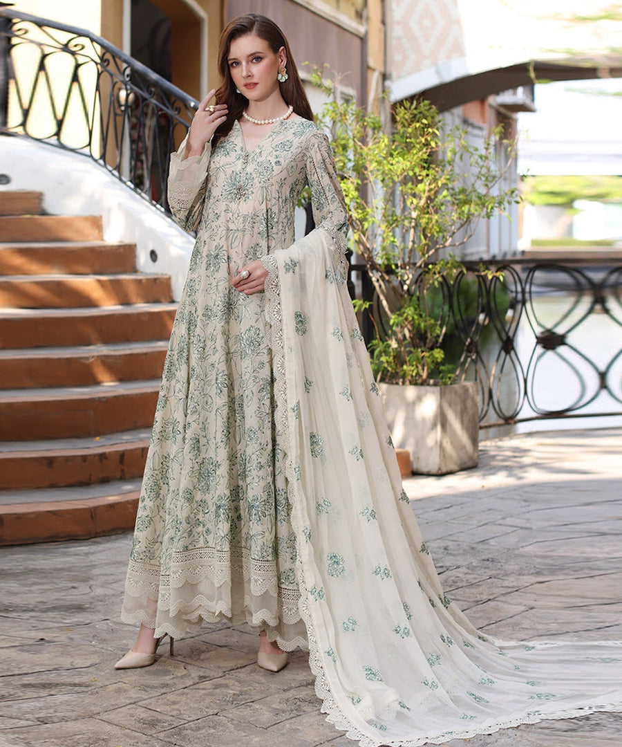 Bareeze Lawn 3PC Embroidered With Chiffon Embroidered Dupatta-1103