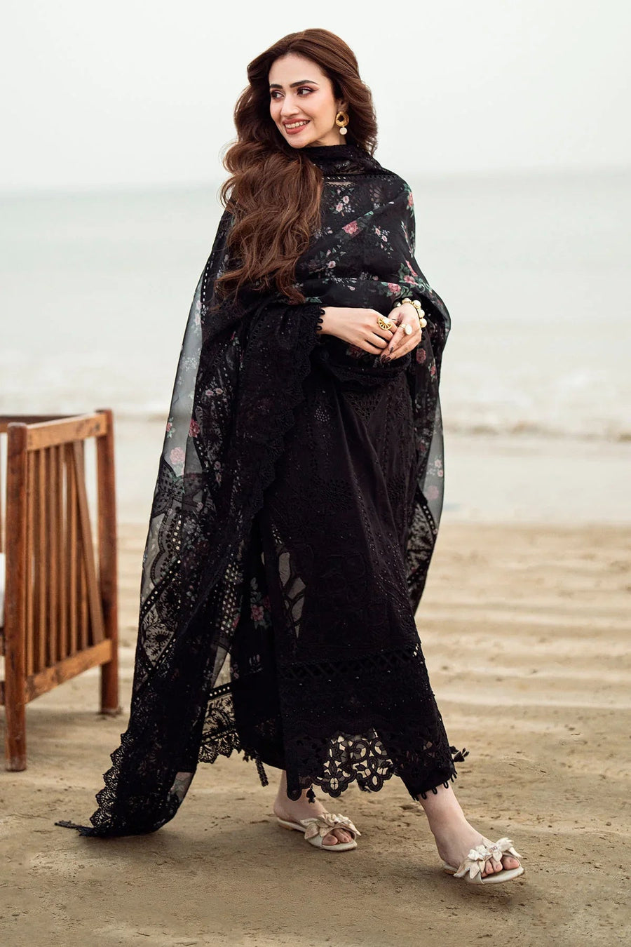 NUREH - 3PC LAWN EMBROIDERED SHIRT WITH COTTON NET PRINTED EMBROIDERED DUPATTA AND TROUSER - BNU2123
