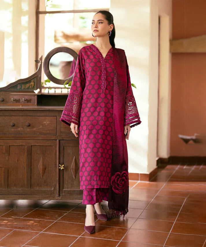 BAROQUE - 3PC Lawn Printed Shirt With Voile Printed Dupatta-1504