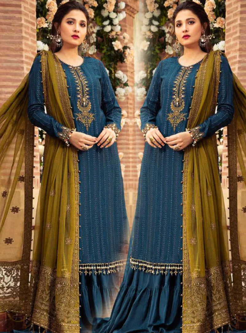 MARIA B Lawn 3PC Embroidered with Chiffon Embroidered Dupatta-1121