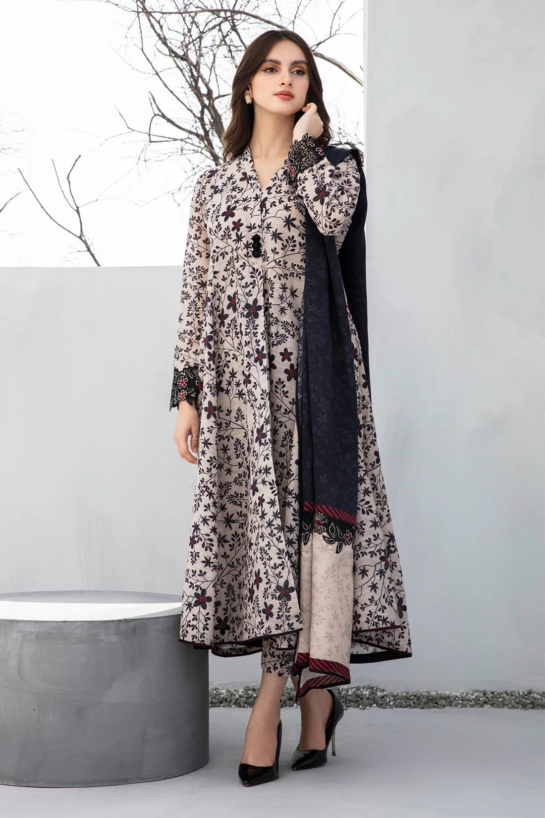 BAROQUE - 3PC Lawn Printed Shirt With Voile Printed Dupatta-1513