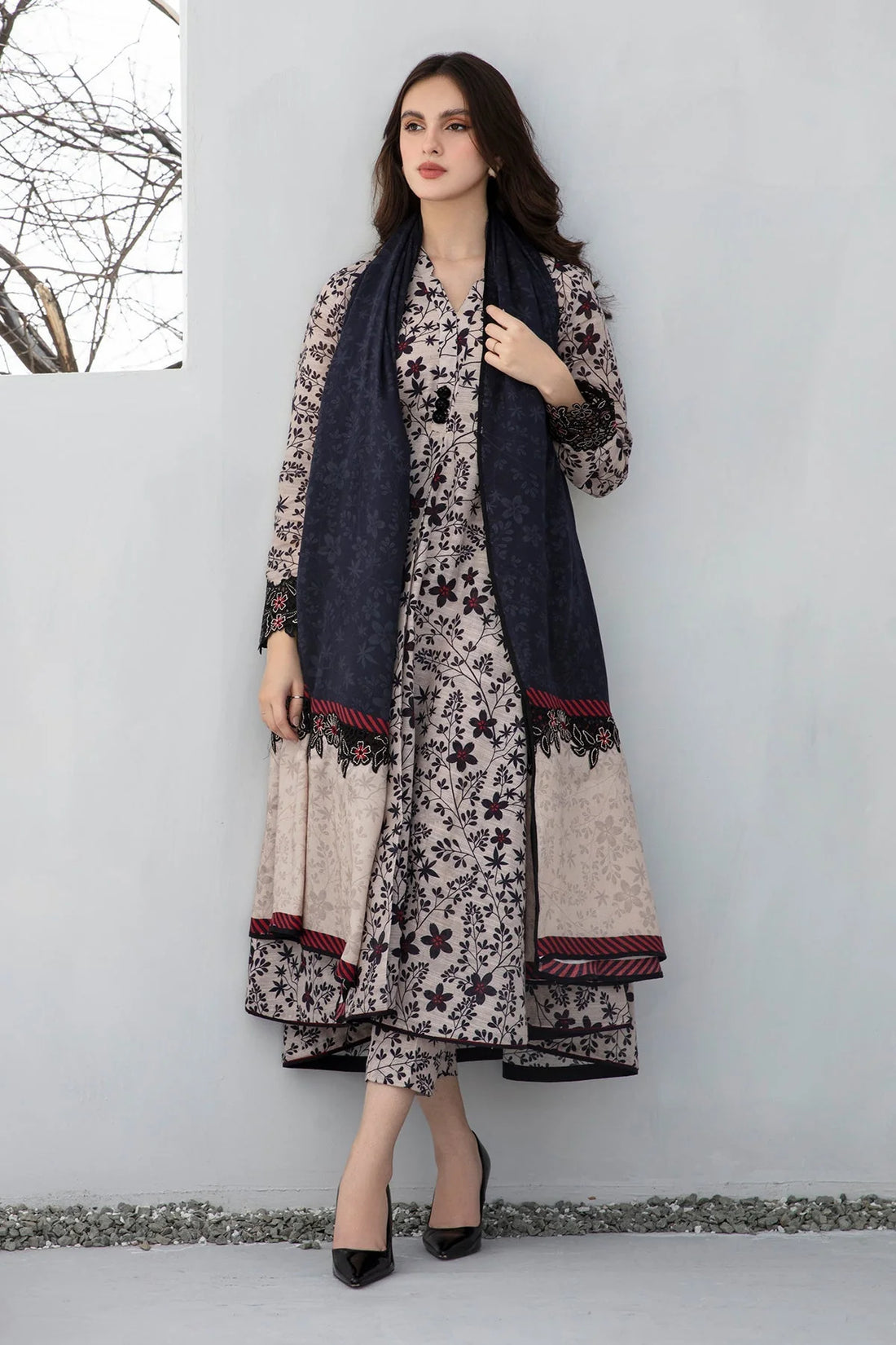 BAROQUE - 3PC Lawn Printed Shirt With Voile Printed Dupatta-1513