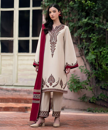 Jazmin Dhanak 3PC Embroidered With Digitak Printed Wool Shawl-252